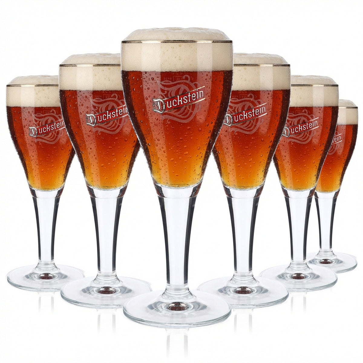 6 verres à bière Duckstein 0,25 l, bord platine, grand logo Harzer
