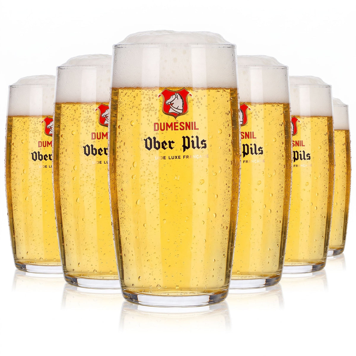 Lot de 6 verres à bière Dumesnil, 0,25 l, modèle « Ober Pils », logo rouge