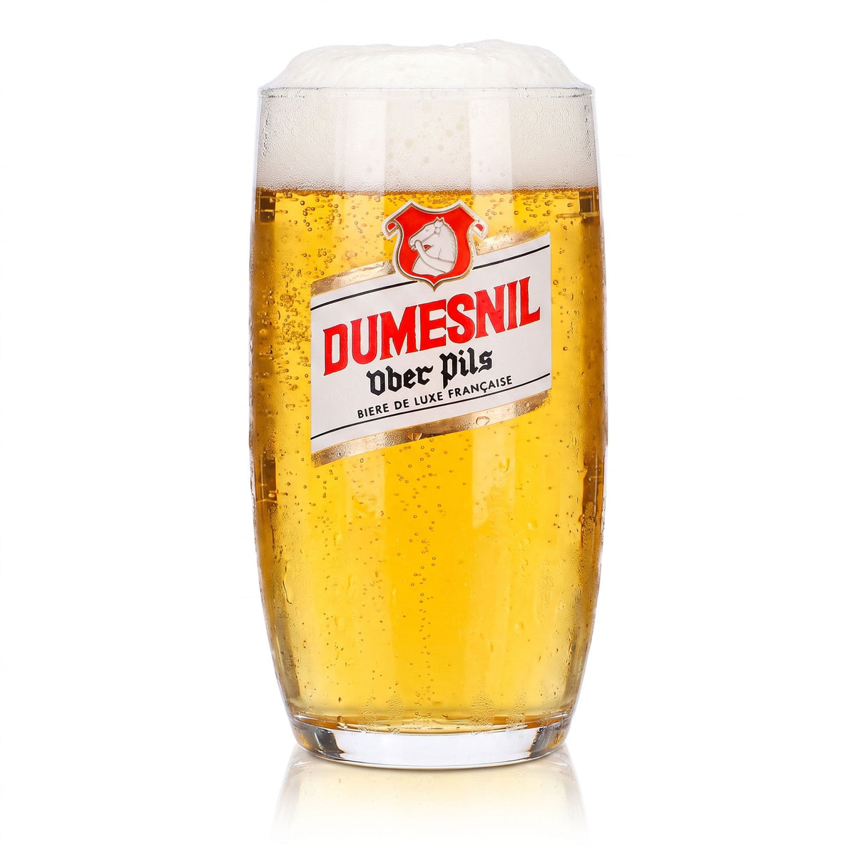 Lot de 6 verres à bière Dumesnil, 0,25 l, modèle « Ober Pils », blanc/doré, avec logo – Vue 2