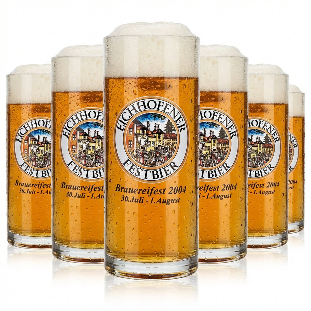 6 verres à bière Eichhofener Seidel Humpen 0,5 l Kruge Brauereifest 2004 Rastal