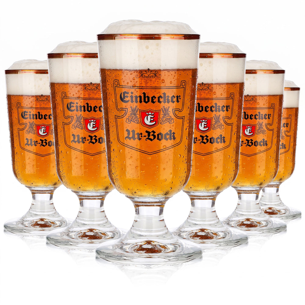 Lot de 6 verres à bière Einbecker de 0,2 l, modèle « Urbock » (verre à pied / tulipe) avec logo Rastal Brauerstutzen (lot de 6)