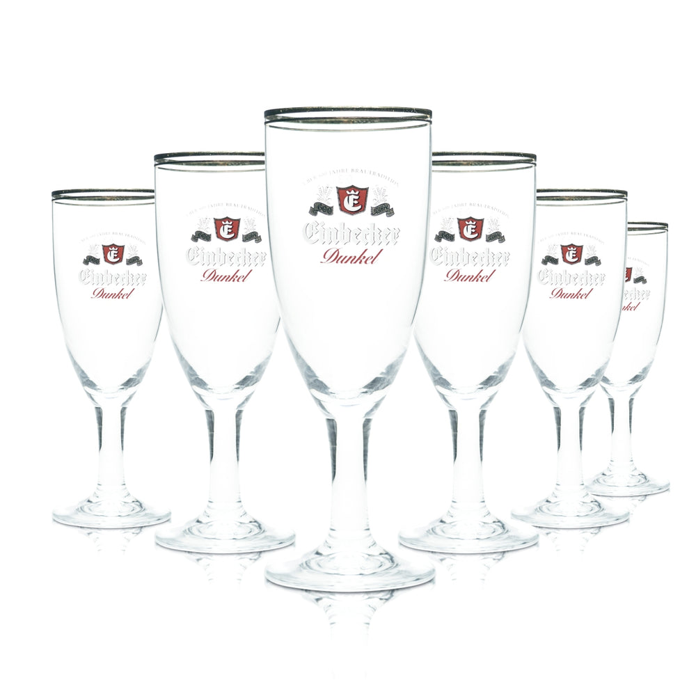 6 verres à bière Einbecker 0,3 l, forme tulipe, bord doré, verres Maredsouse, restauration