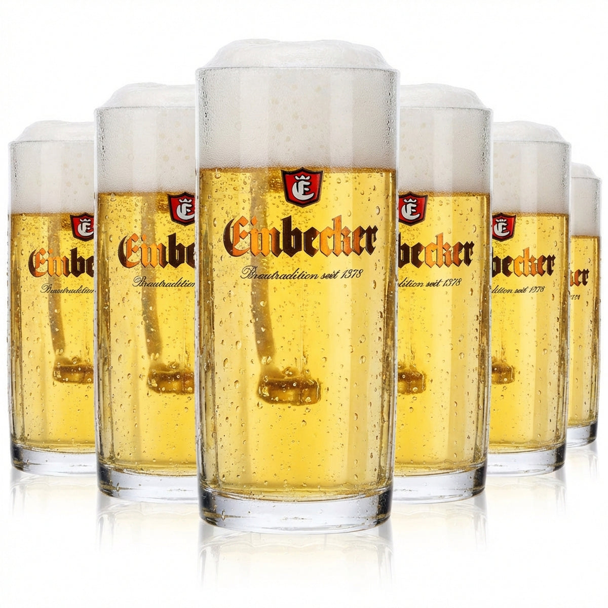6 verres à bière Einbecker 0,2 l, inscription dorée en relief, verres à bière Sahm Moldau
