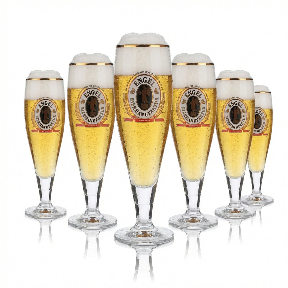 6 verres à bière Engel 0,2 l, ensemble exclusif de verres à pied avec bord doré, brasserie Gastro
