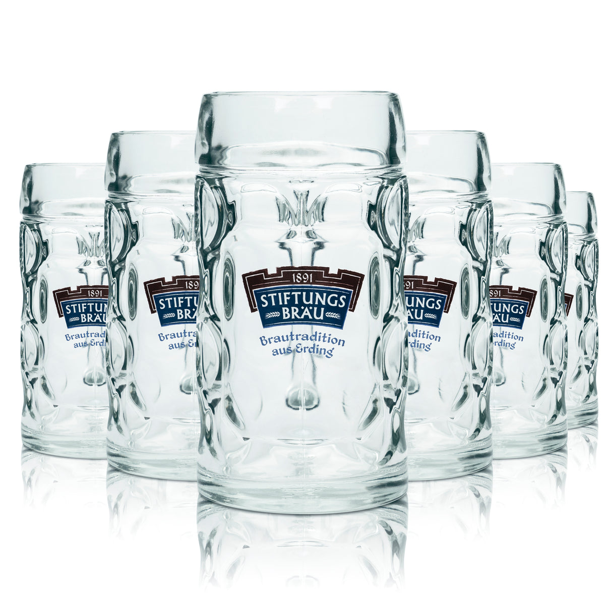 6 verres à bière Erdinger 0,5 l, chope Stiftung Bräu Isar, verres à anse avec relief – Vue 5