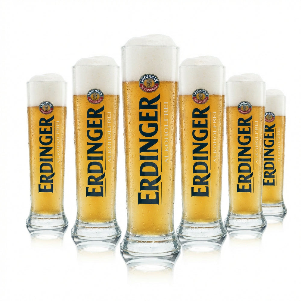 6 verres Erdinger 0,3 l Hefeweizen Weißbier Pokal sans alcool, calibrés pour la restauration