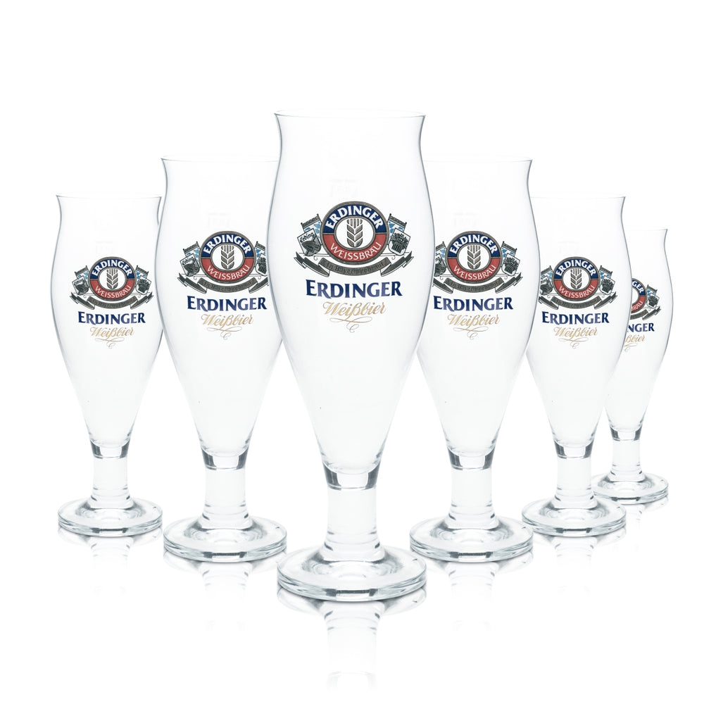 6 verres Erdinger 0,5 l, forme tulipe, coupe, Bavière, fête populaire, bar gastronomique