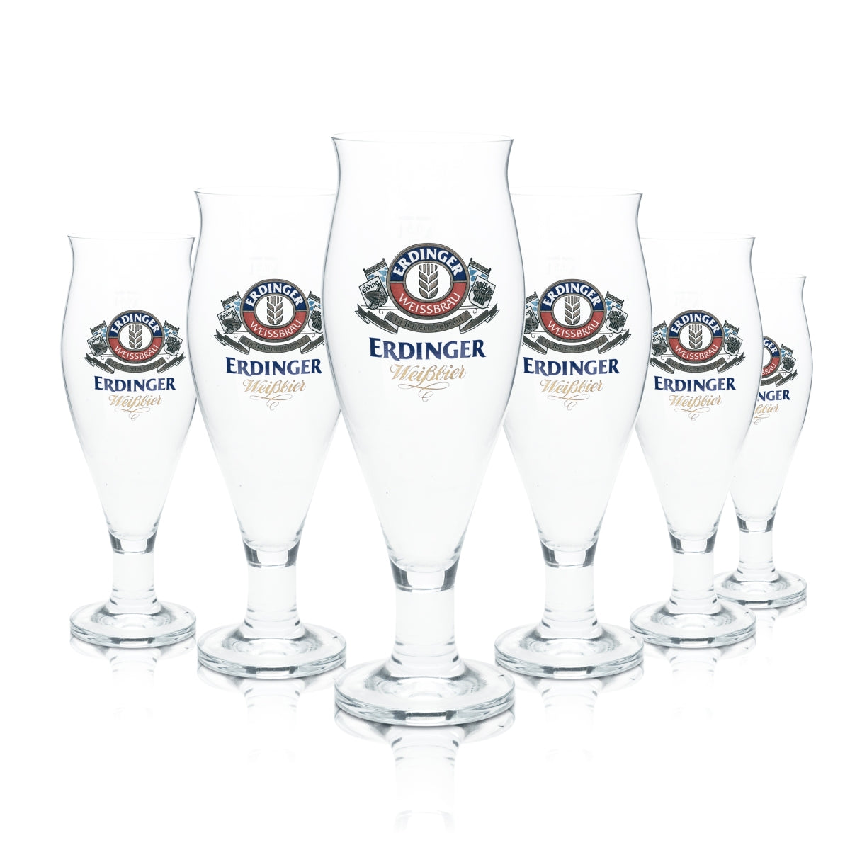 6 verres Erdinger 0,5 l, forme tulipe, coupe, Bavière, fête populaire, bar gastronomique