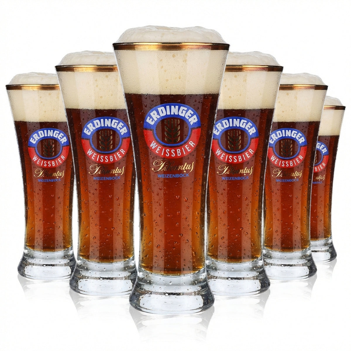 6 verres à bière Erdinger Weissbräu 0,25 l Pikantus bord doré VEBA