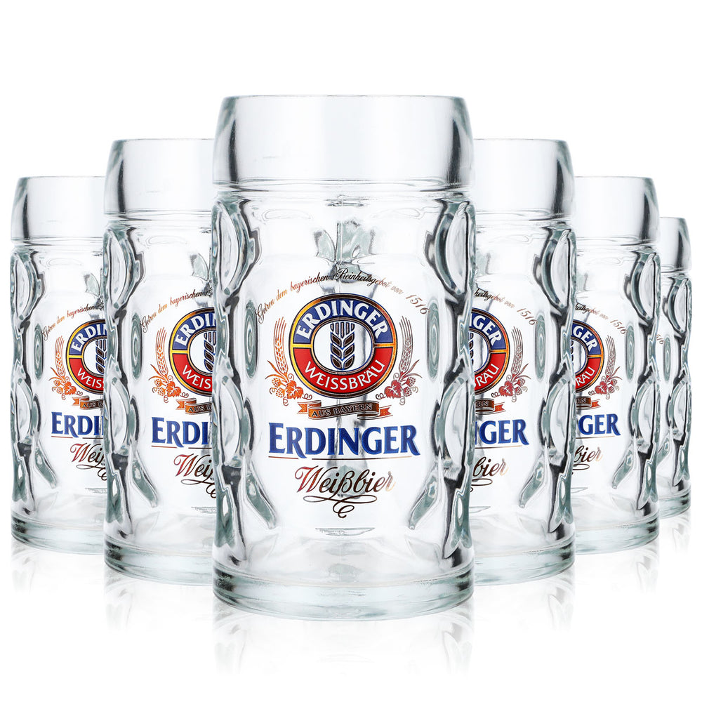 6 chopes en verre Erdinger Weissbräu de 0,5 l Krug Punktseidel / Isarseidel