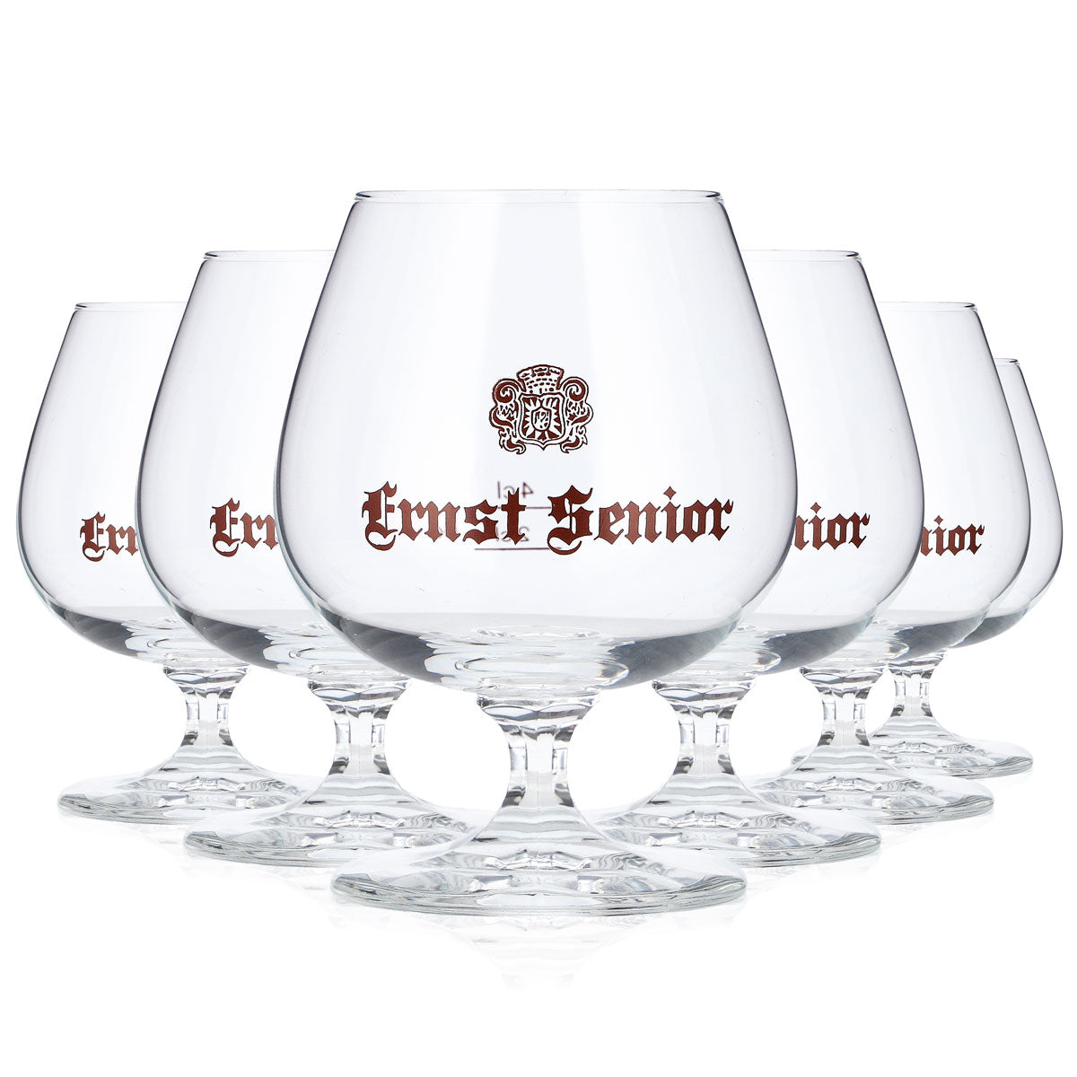 6 verres à eau-de-vie Ernst Senior de 2 cl + verres tulipe de 4 cl avec logo marron « Böckling »