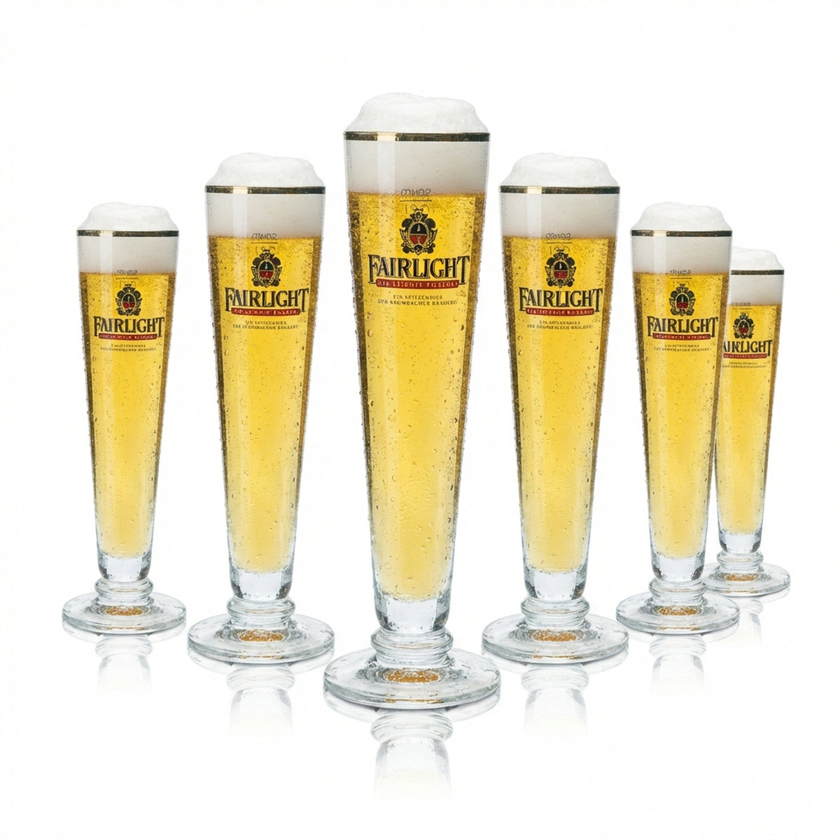 6 verres à bière Fairlight 0,2 l, forme tulipe, bord doré, verres Gatro Kneipe Pils Brau