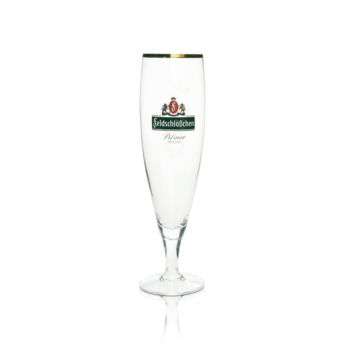 6x verre à bière Feldschlößchen 0,4 l, bord doré, logo vert Ritzenhoff – Vue 2