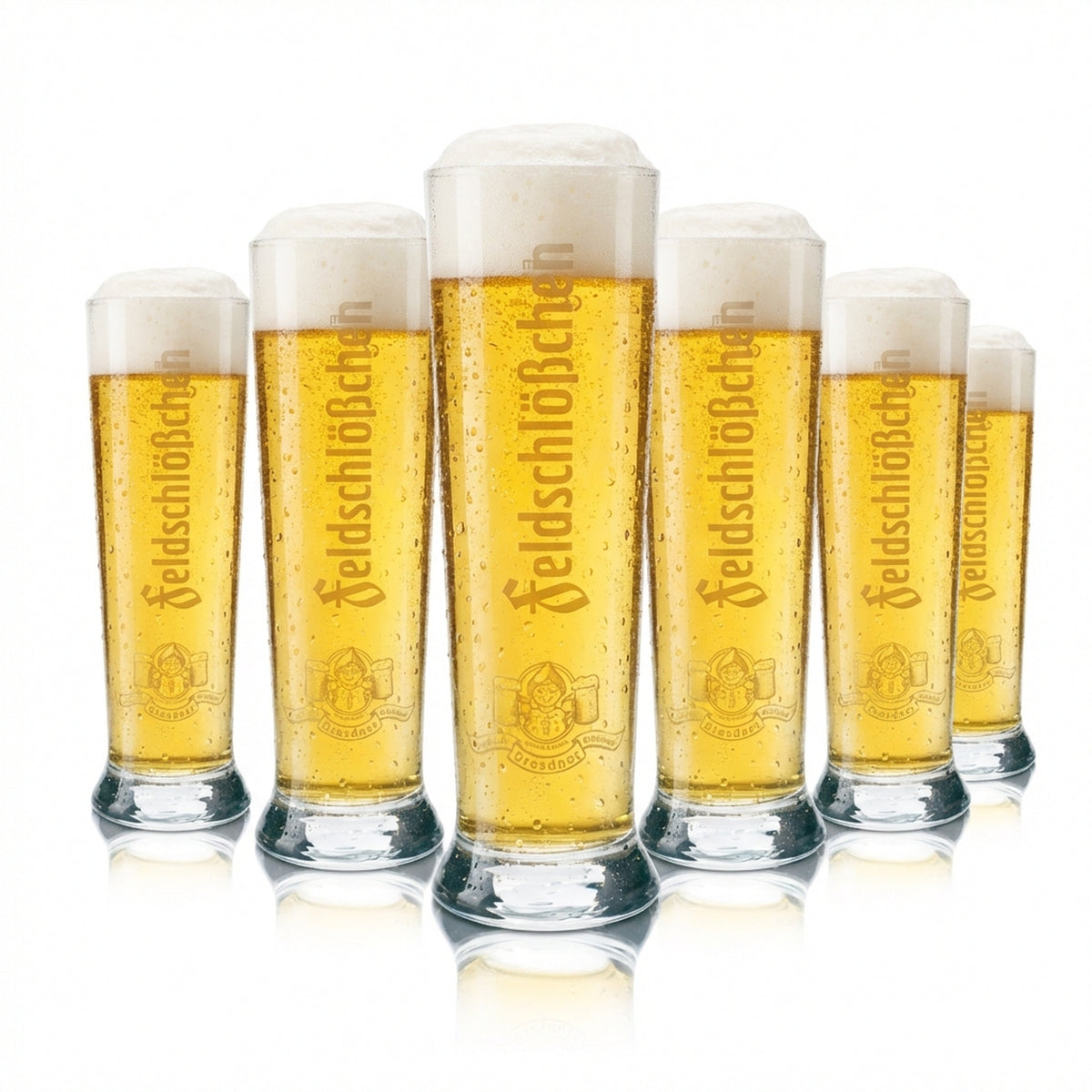 6 verres Feldschlößchen 0,5 l, forme tulipe, calibrés pour la restauration, pour la bière