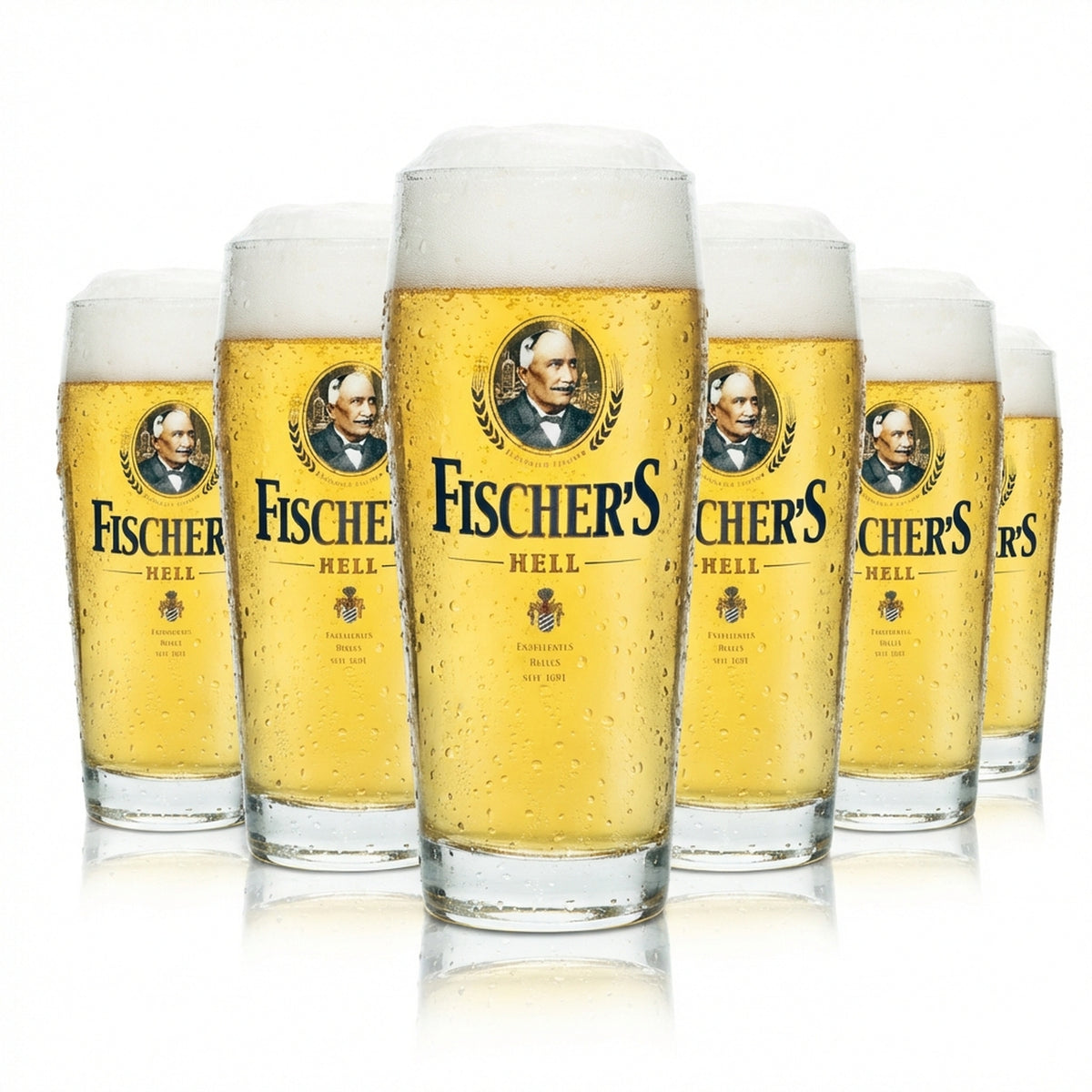 6 verres à bière Fischer 0,5 l, verres Becher Hell, verres Sahm Willi, verres Pils Pokal Tulpe Beer