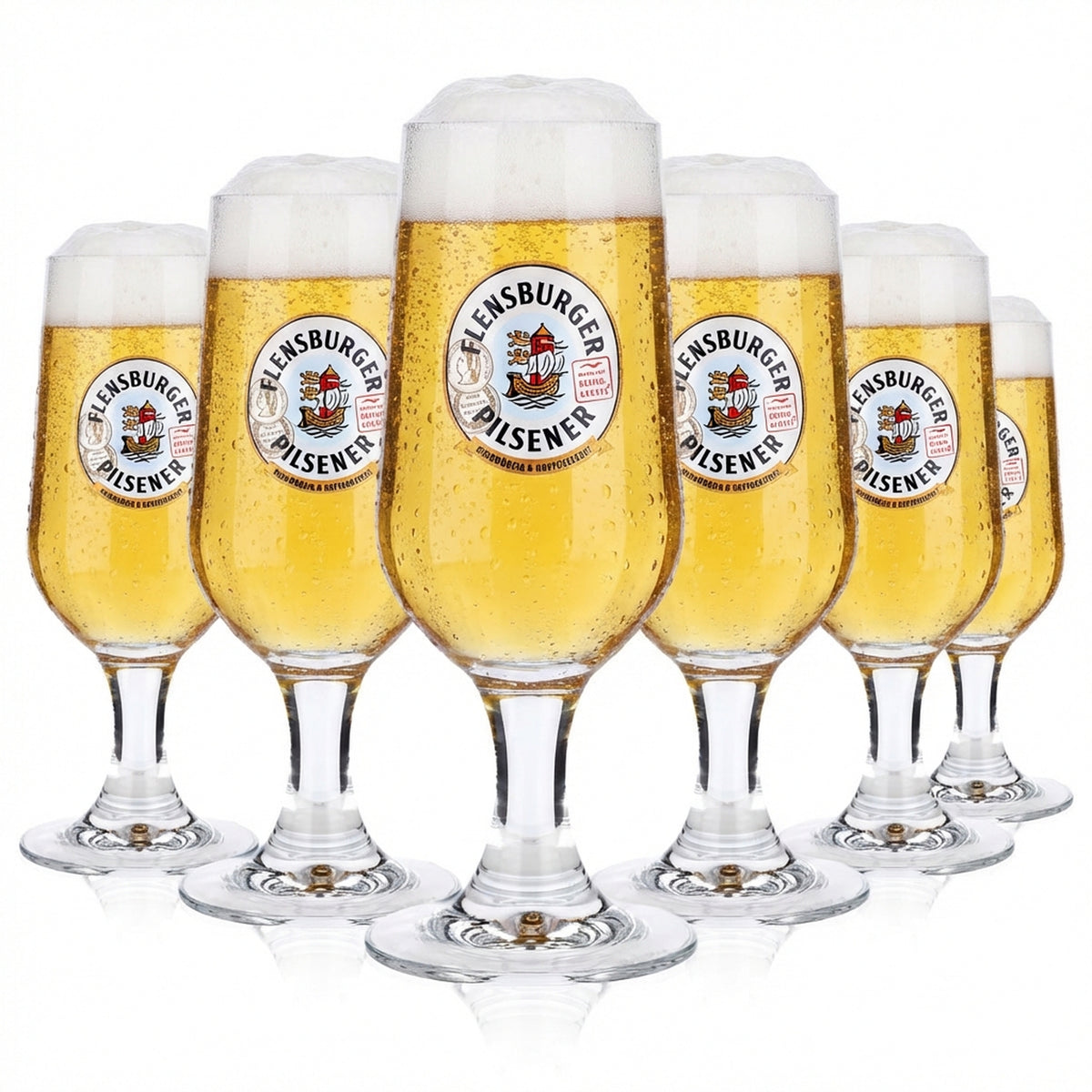 6 verres à bière Flensburg 0,2 l Verres à bière Verre en forme de coupe « Herbwürzig Hopfenbetont »
