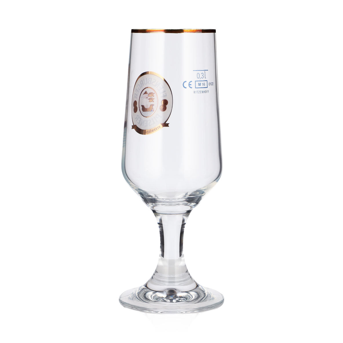 Lot de 6 verres à bière de Flensburg, 0,3 l, forme tulipe, logo doré, coupe Ritzenhoff – Vue 4