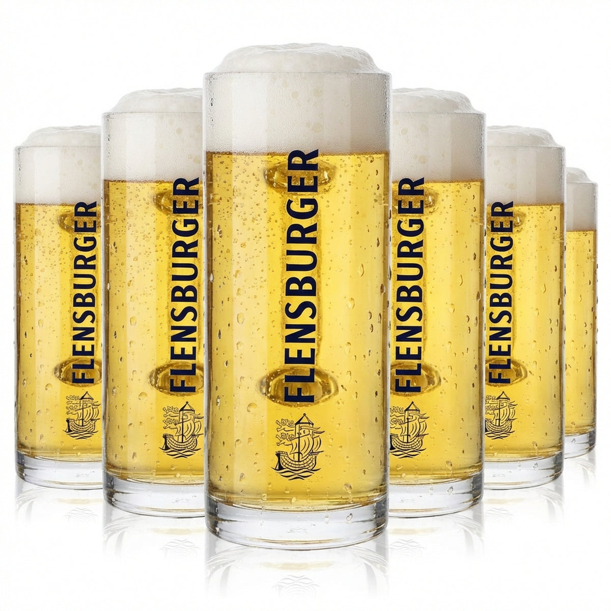 6 verres à bière Flensburg 0,5 l Verres à bière Chope Seidel Humpen inscription bleue