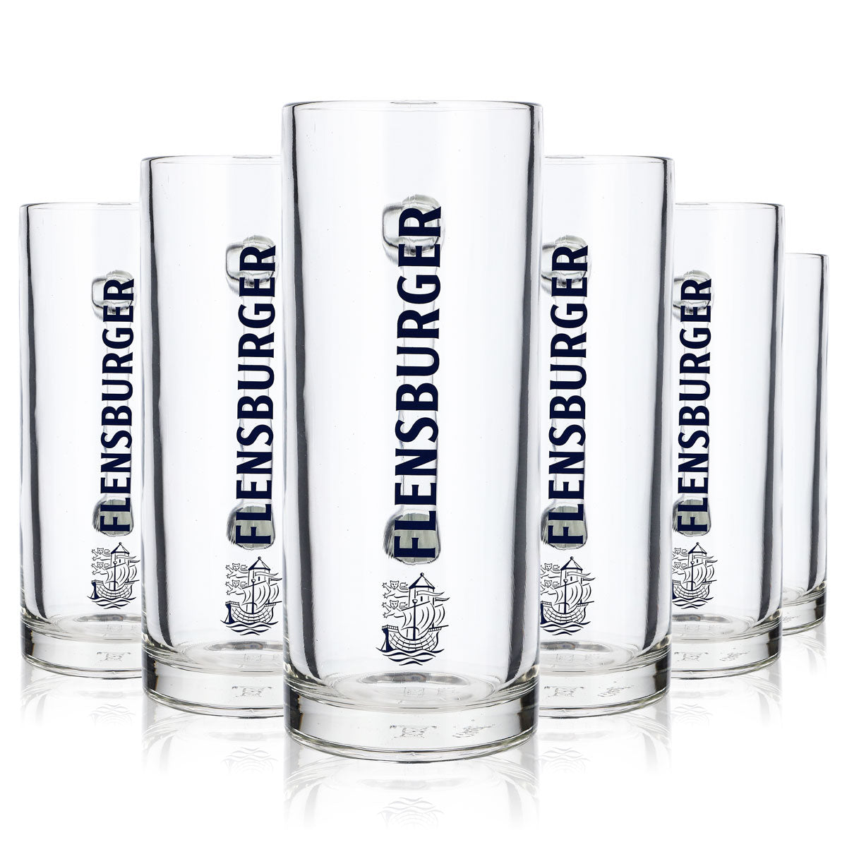 6 verres à bière Flensburg 0,5 l Verres à bière Chope Seidel Humpen inscription bleue – Vue 7
