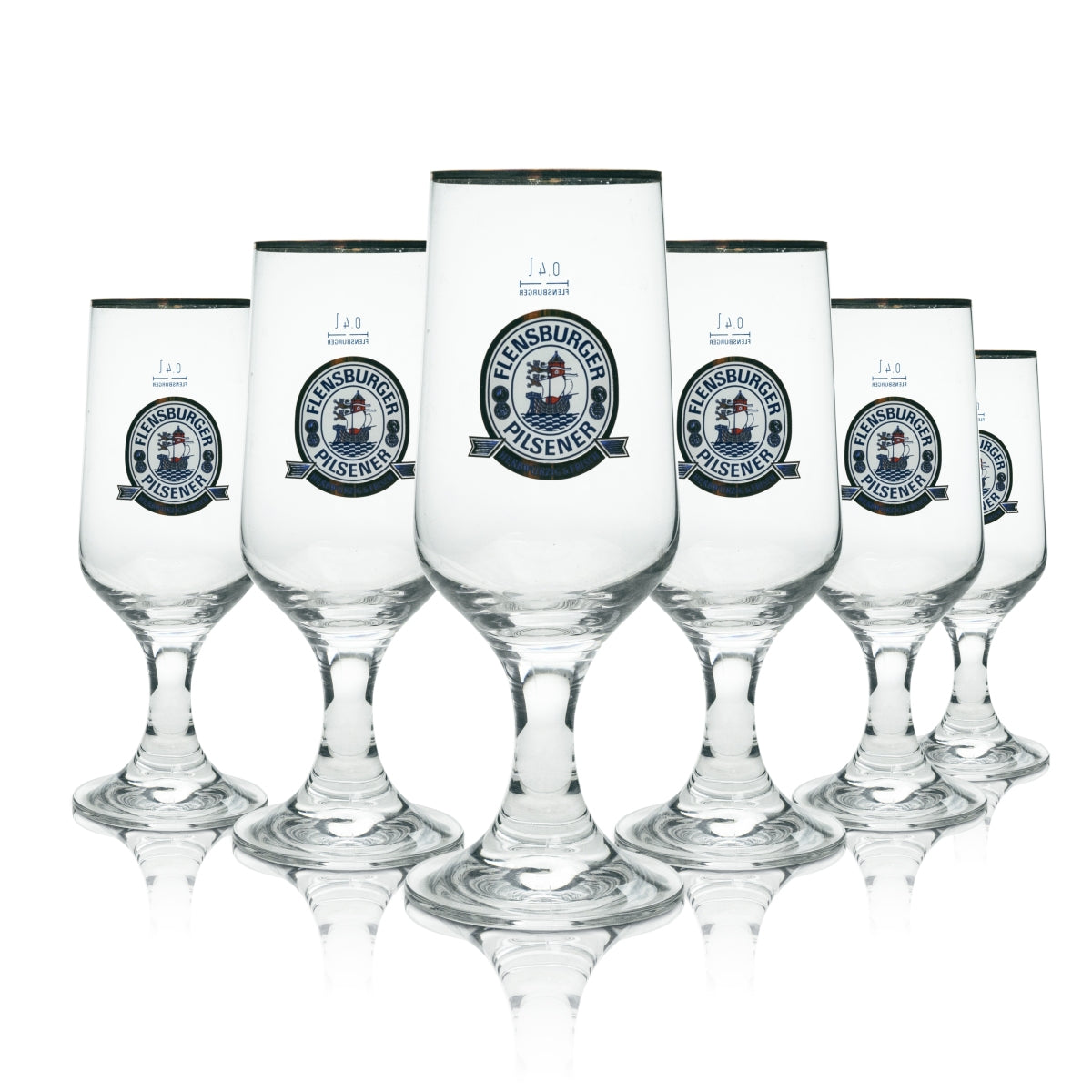 6 verres à bière Flensburg 0,4 l, aromatique et frais, bord doré