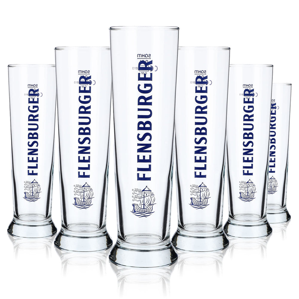 6 verres à bière Flensburg 0,3 l, inscription verticale « Sahm Vancouver »