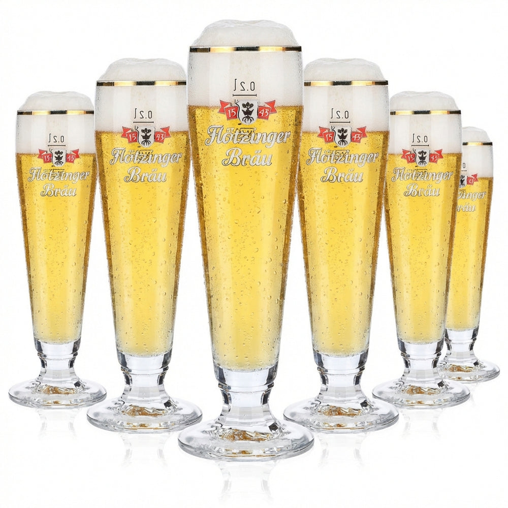 6 verres à bière Flötzinger Verres à bière 0,2 l Verres à pied Bord doré