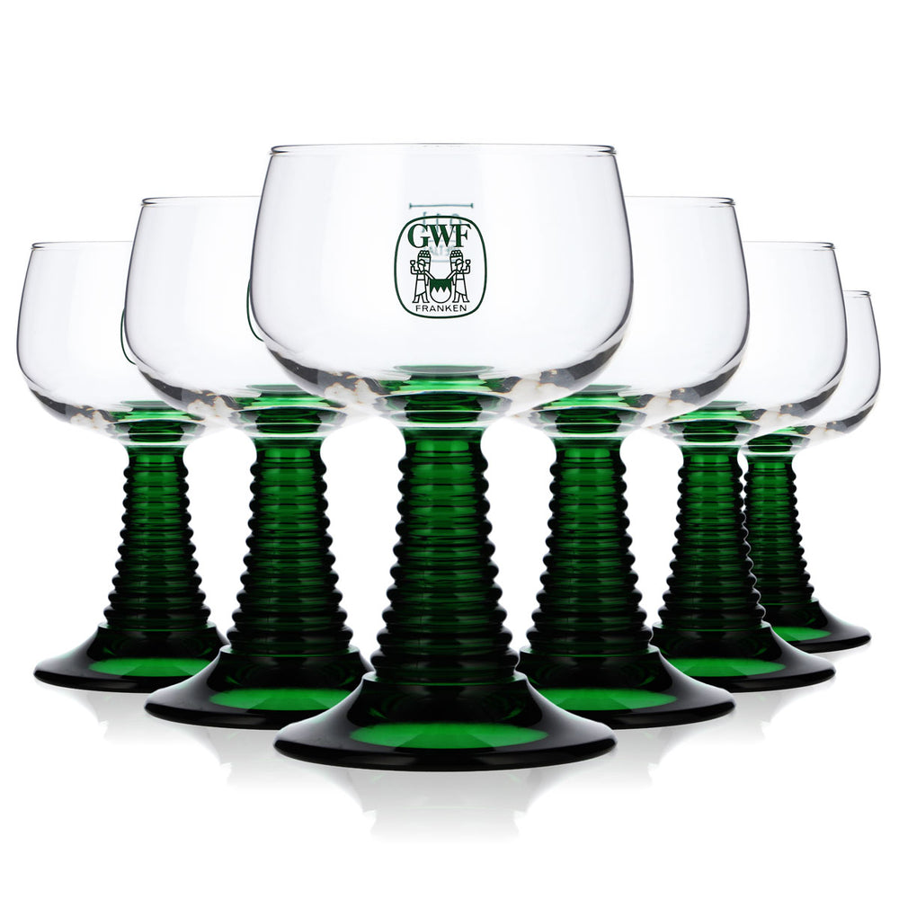 6 verres à vin Franken Römer 0,1 l Coopérative viticole Franken pied vert