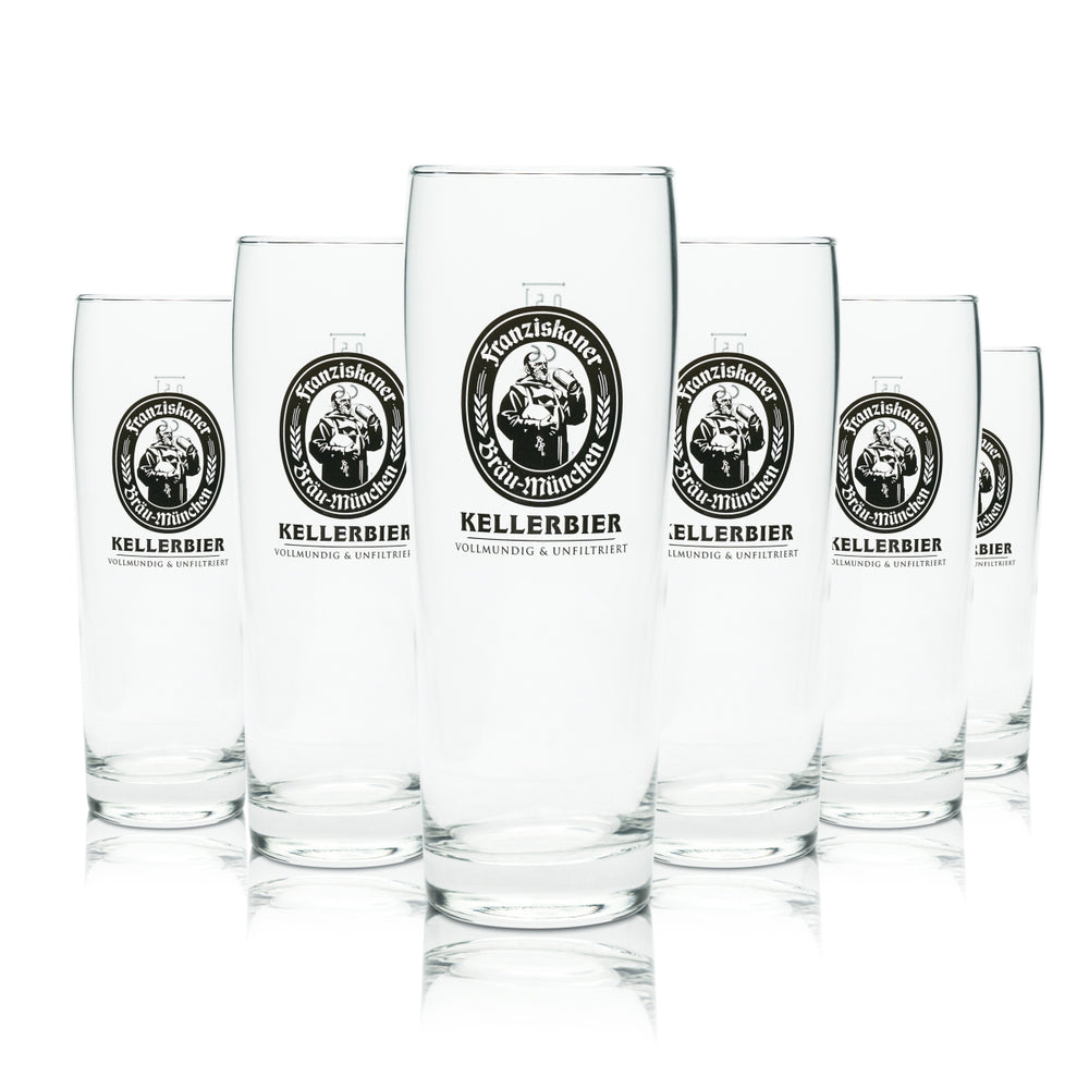 6 verres à bière Franziskaner 0,5 l Kellerbier Willi Becher Verres Brasserie Beer Hefe