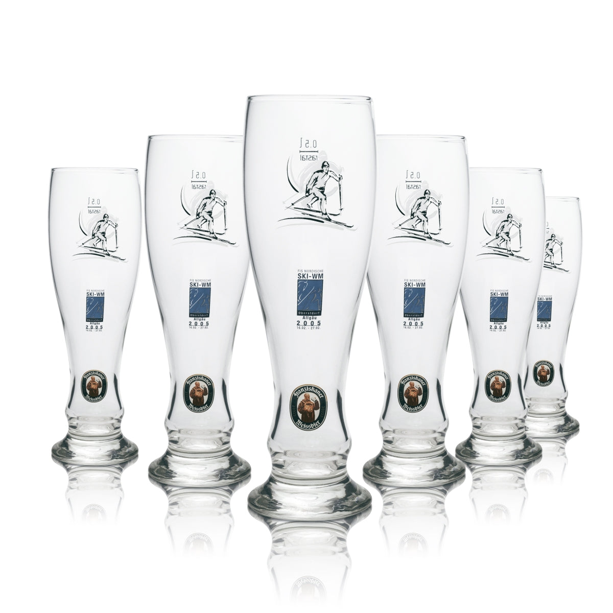 6 verres à bière Franziskaner édition ski 0,5 l rastal