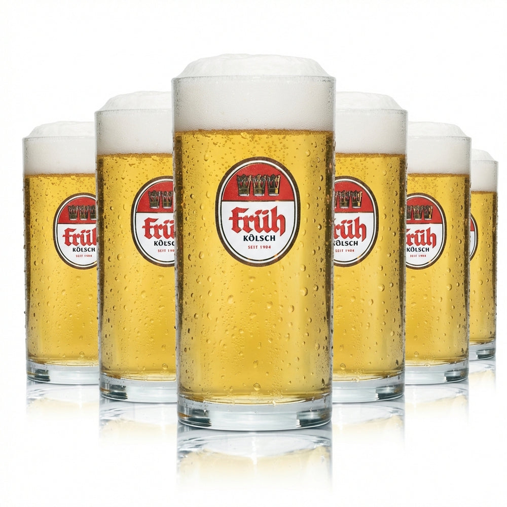 Lot de 6 verres à bière Kölsch « Früh » de 0,1 l, verres à pied, brasserie de Cologne, bière, restauration