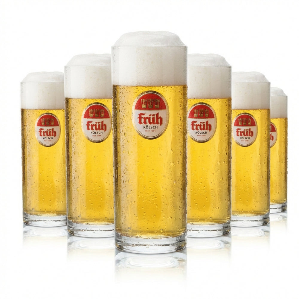 6 verres à bière Früh Kölsch 0,4 l, verres à pied, verres à bière, carnaval, gastronomie, bar, Cologne