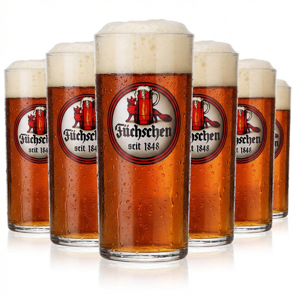6 verres à bière Füchschen Alt Bier Glas Gläser Altbierglas Stange 0,25 l Becher Depuis 1848