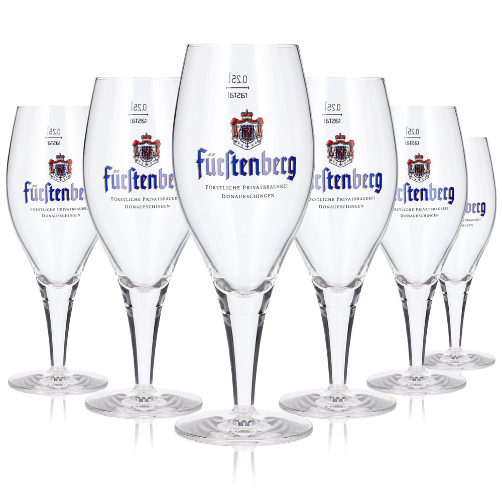 6 verres à bière Fürstenberg de 0,25 l, modèle « Pokal », de la brasserie privée princière de Rastal (lot de 6)