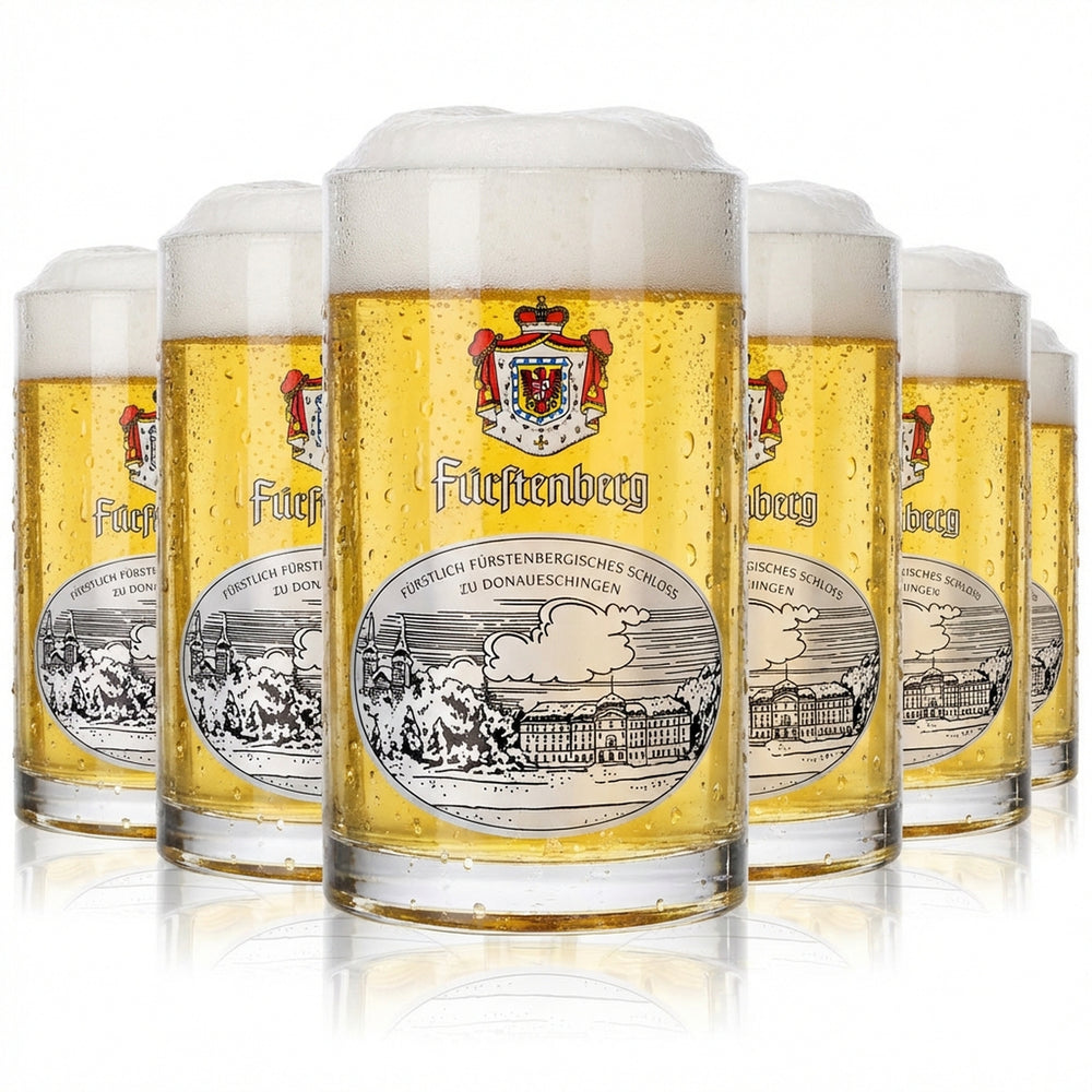 6 verres à bière Fürstenberg 0,25 l, chope « Château de Fürstenberg » Glückauf