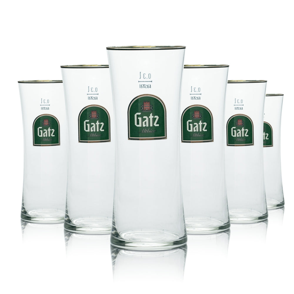6x verres à bière Gatz 0,3 l, bord doré, pour bière brune, calibrés pour la restauration