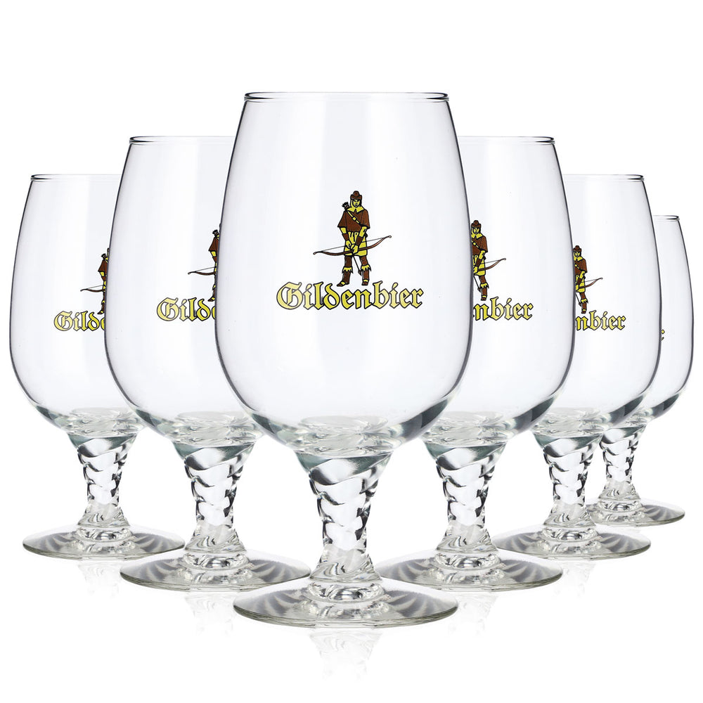 6 verres à bière de guilde, 0,4 l, en forme de coupe, avec relief sur le pied