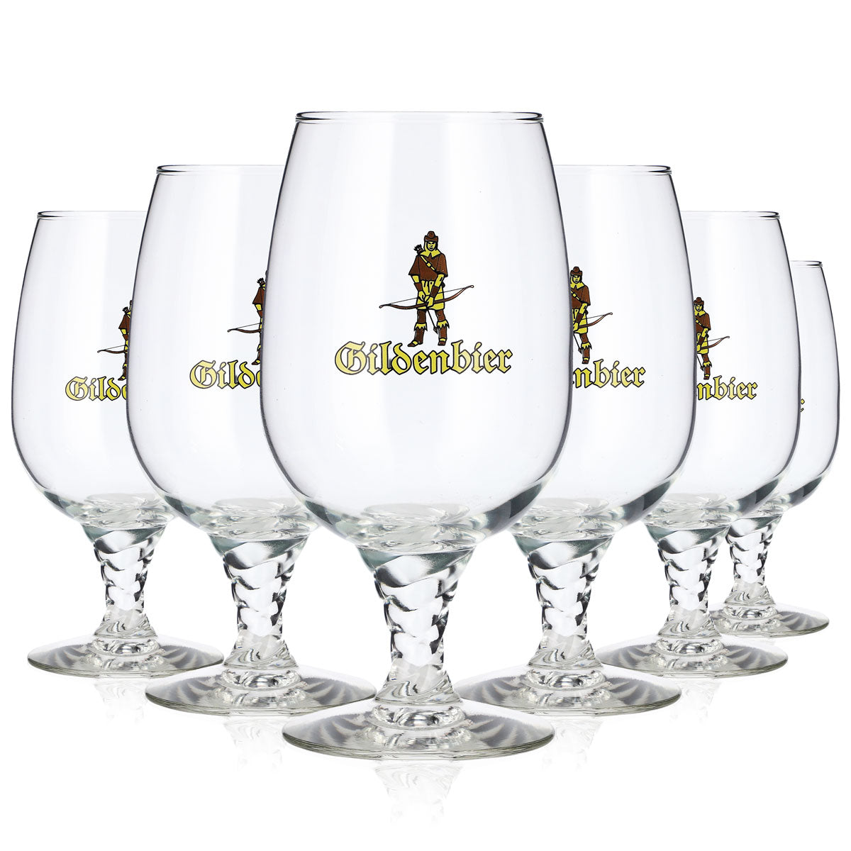 6 verres à bière de guilde, 0,4 l, en forme de coupe, avec relief sur le pied