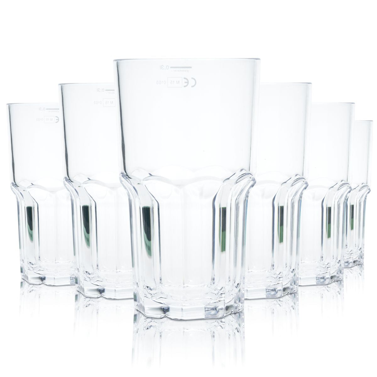 6x glass4ever Gobelet en verre 0,32 l Plastique Verres réutilisables Incassables Granity