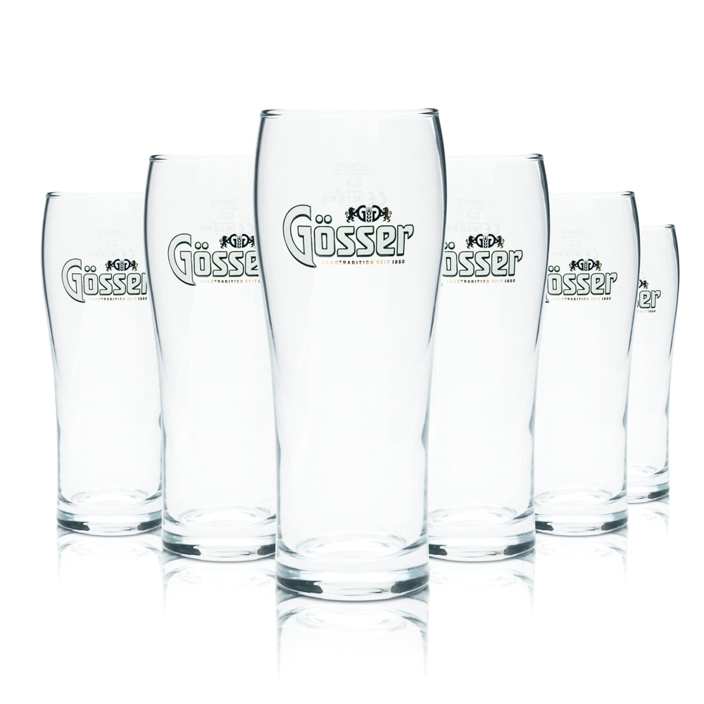 6x Gösser verre 0,3 l bière gobelet coupe verres calibrés gastronomie Autriche brasserie