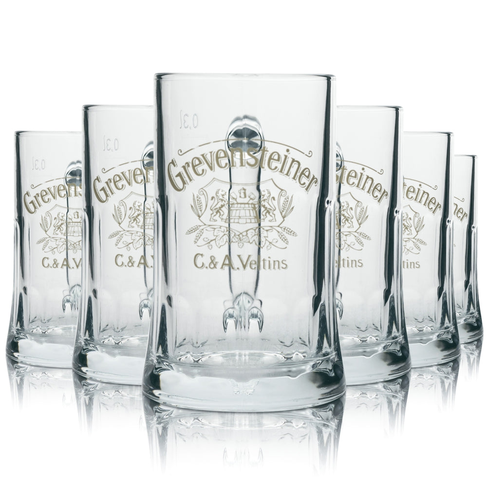 6 verres à bière Grevensteiner Seidel Humpen Krug 0,3 l Sahm