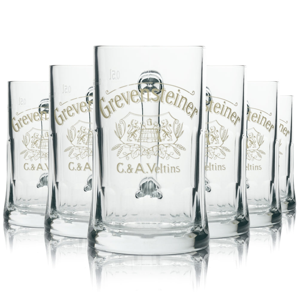 6 verres à bière Grevensteiner, chopes, verres à bière Seidel, chopes 0,5 l Sahm