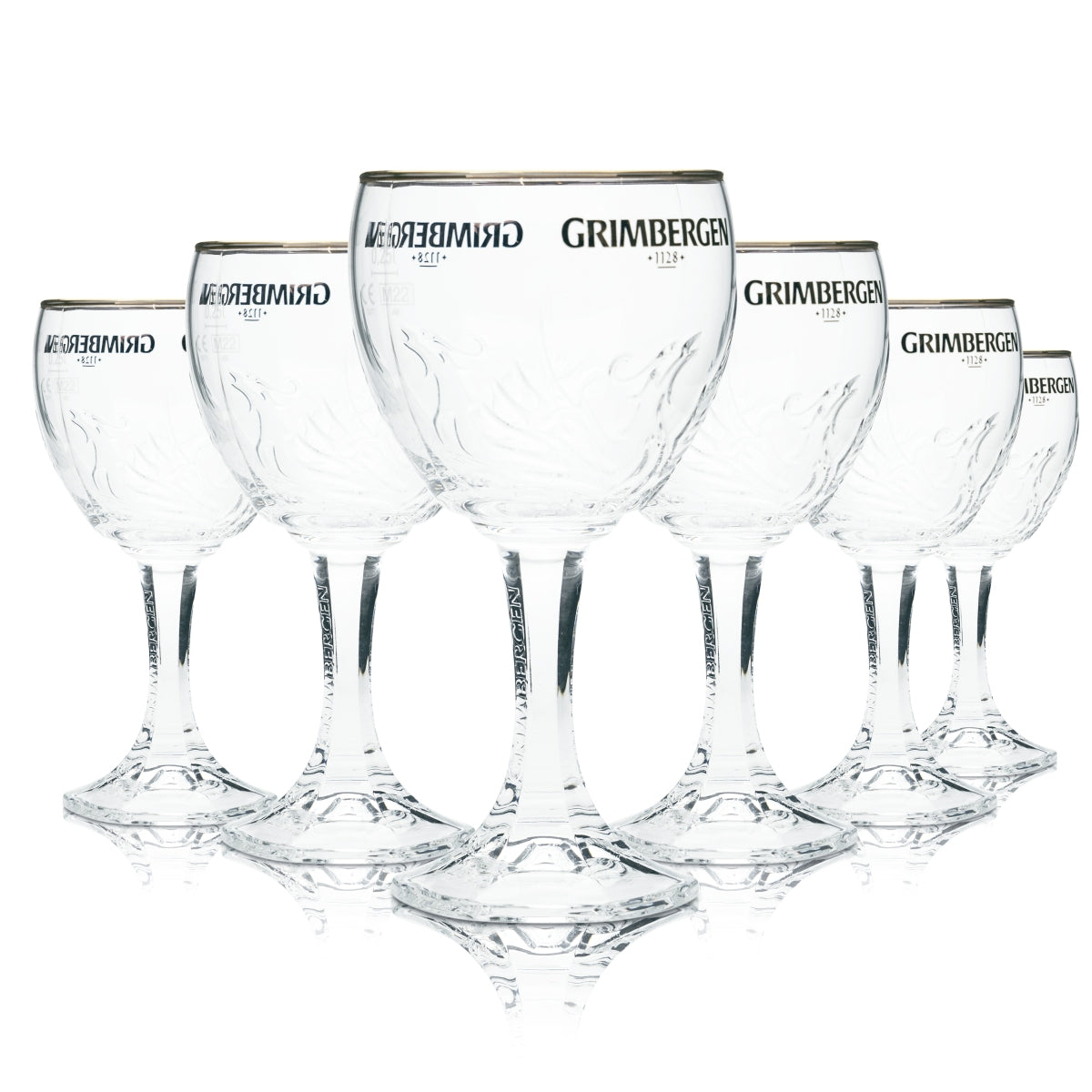 6 verres à bière Grimbergen 0,25 l, forme calice, design Phoenix, Belgique, bar à bière