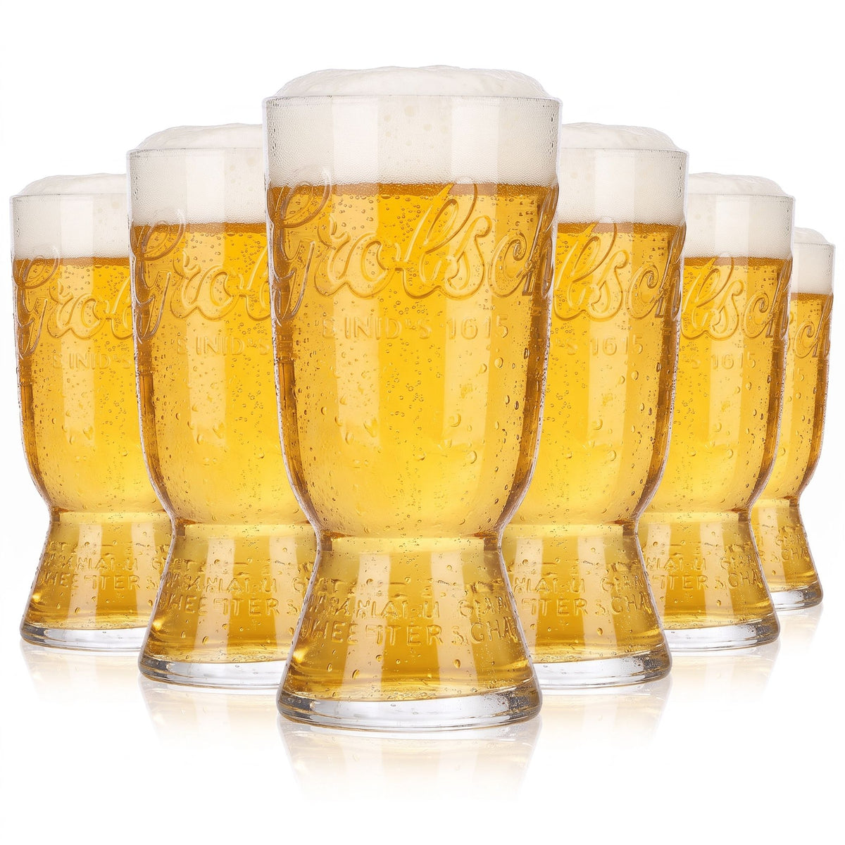 Lot de 6 verres à bière Grolsch de 0,25 l avec logo en relief à l'horizontale