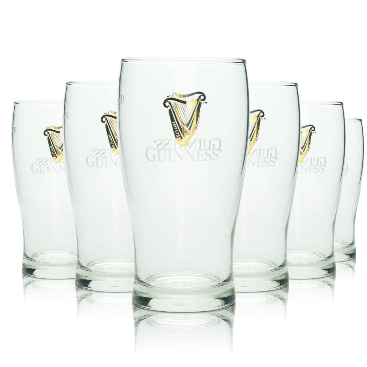 6 verres à bière Guinness 0,4 l, forme tulipe, verre Sahm, logo, double pinte, bar à bière