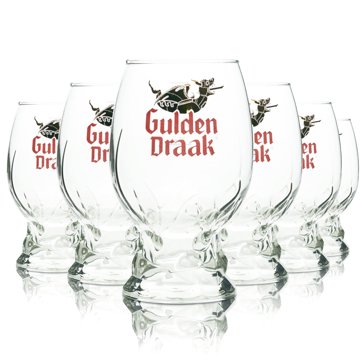6 verres à bière Gulden Draak 0,5 l, verres à pied, verres à bière belges, verres à pied