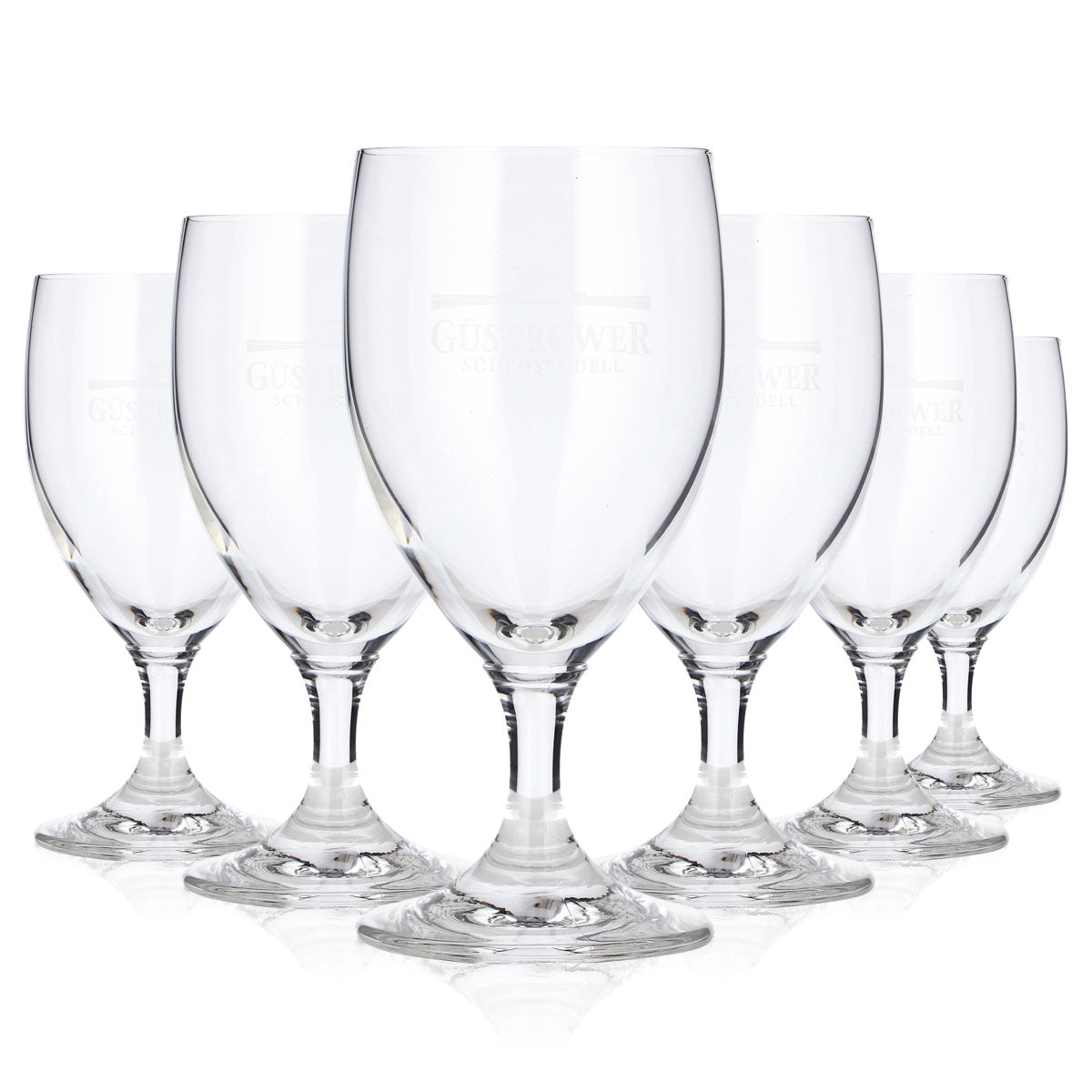 6 verres à bière « Güstrower Wasser » de 0,18 l, forme tulipe, marque « Schlossquell »