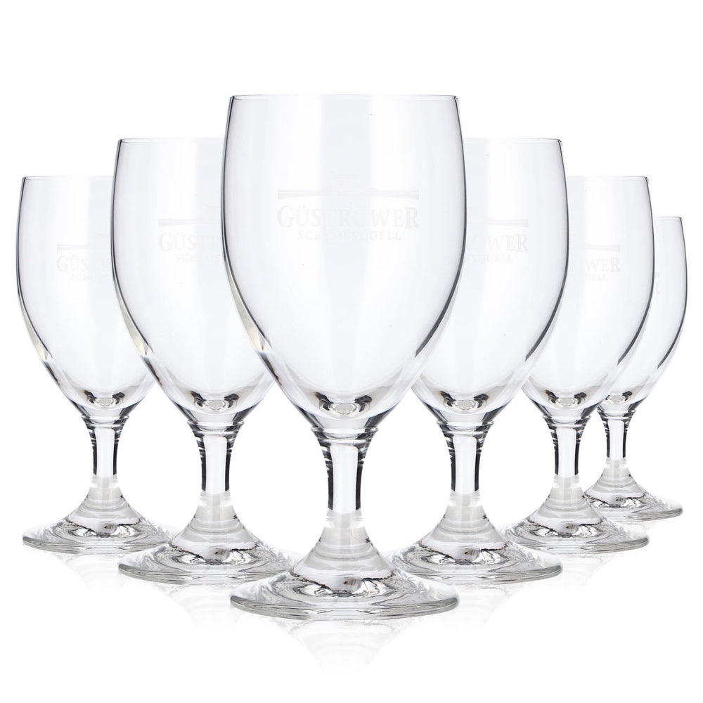 6 verres à bière « Güstrower Wasser » de 0,18 l, forme tulipe, marque « Schlossquell »
