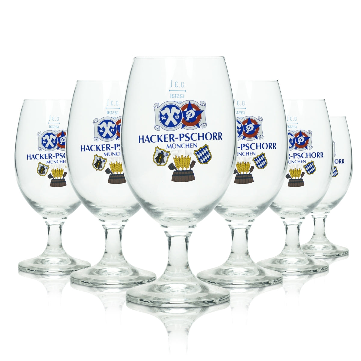 6 verres à bière Hacker Pschorr 0,3 l tulipe Rastal verres clairs verre à pied Beer