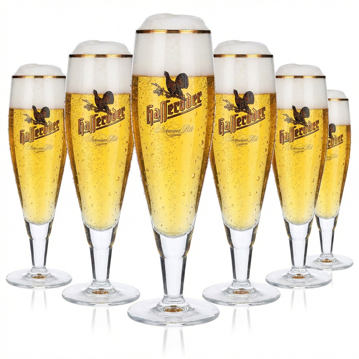 6 verres à bière Hasseröder Verres à pied 0,2 l Bord doré Alegro Pokal long Ritzenhoff