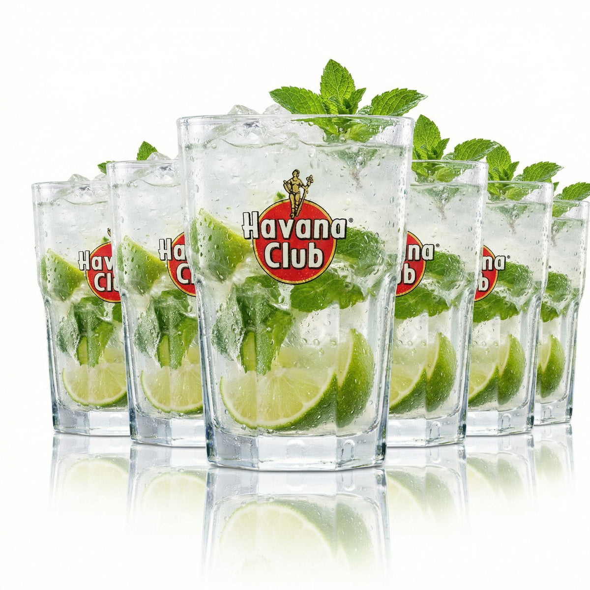 6 verres à long drink Havana Club 0,34 l – Set cocktail Cuba Libre avec trait de jauge
